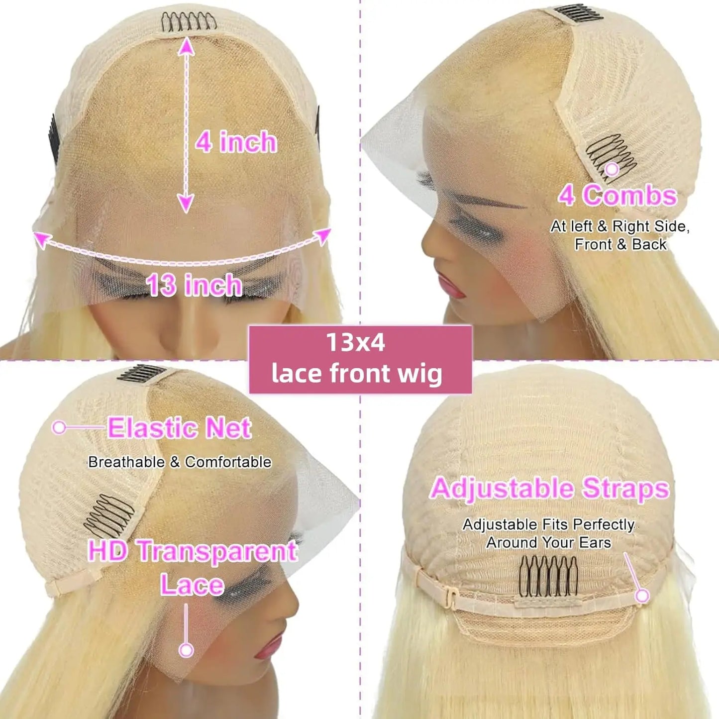 34 Inch 613 Honey Blonde Body Wave 200 Density 13x6 HD Lace Front Human Hair Wigs 13x4 HD Lace Frontal Wig for black women