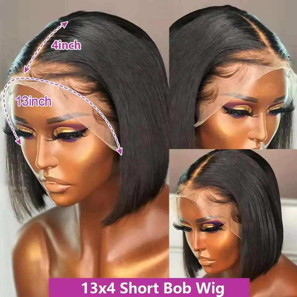 200% Density Bone Straight Bob Wig – 13x4 Glueless Lace Front Raw Vietnamese Human Hair Wig (Pre-Plucked)
