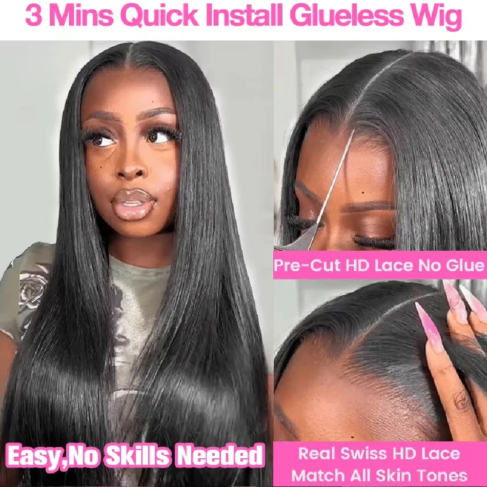 Bone Straight Human Hair Wig – 13x4 HD Lace Frontal / 5x5 Glueless Lace Closure Wig (Pre-Plucked Remy Hair)