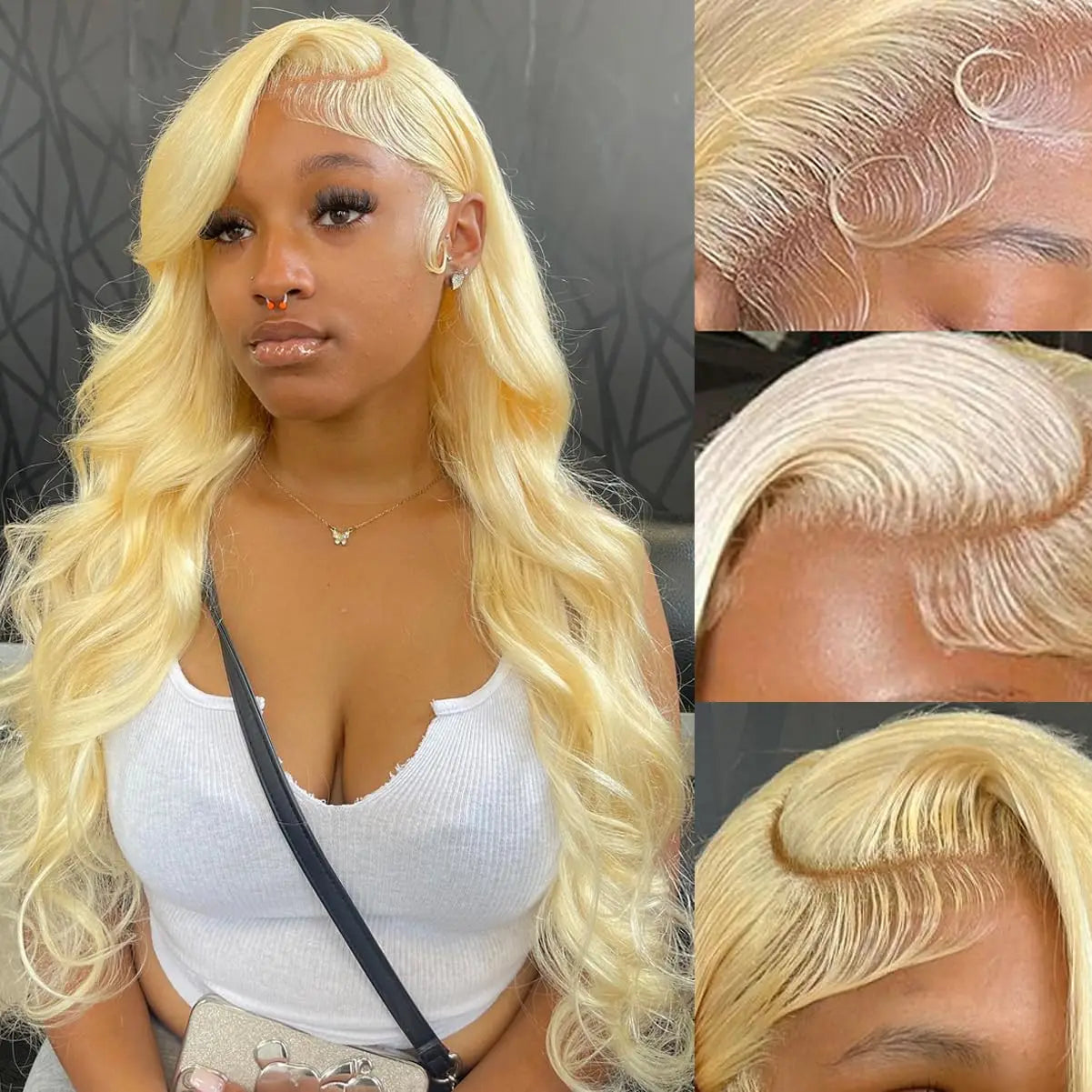 34 Inch 613 Honey Blonde Body Wave 200 Density 13x6 HD Lace Front Human Hair Wigs 13x4 HD Lace Frontal Wig for black women