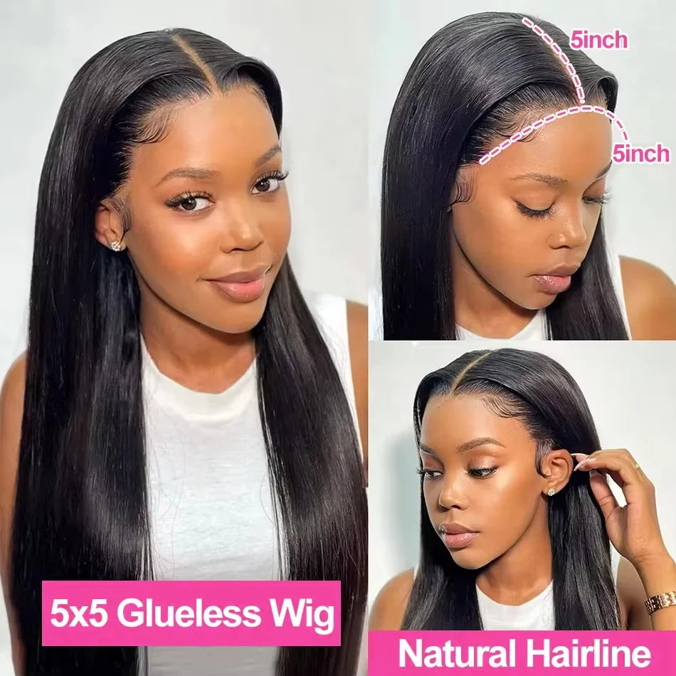 Bone Straight Human Hair Wig – 13x4 HD Lace Frontal / 5x5 Glueless Lace Closure Wig (Pre-Plucked Remy Hair)