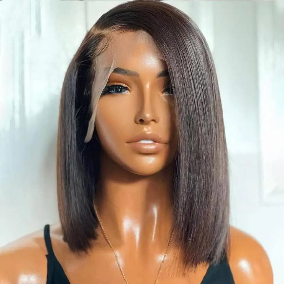 200% Density Bone Straight Bob Wig – 13x4 Glueless Lace Front Raw Vietnamese Human Hair Wig (Pre-Plucked)