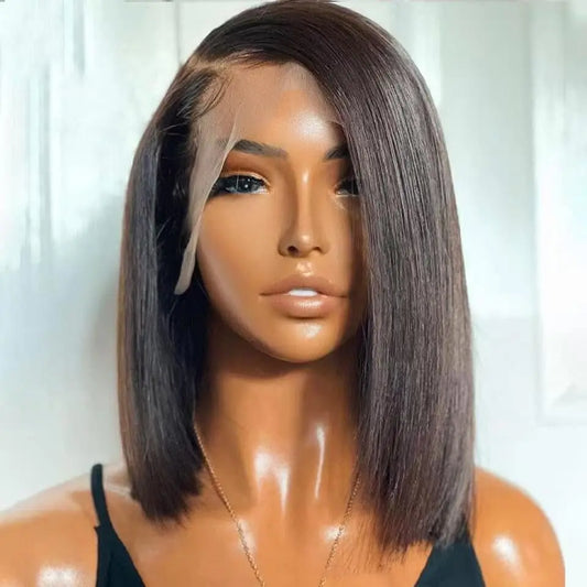 200% Density Bone Straight Bob Wig – 13x4 Glueless Lace Front Raw Vietnamese Human Hair Wig (Pre-Plucked)