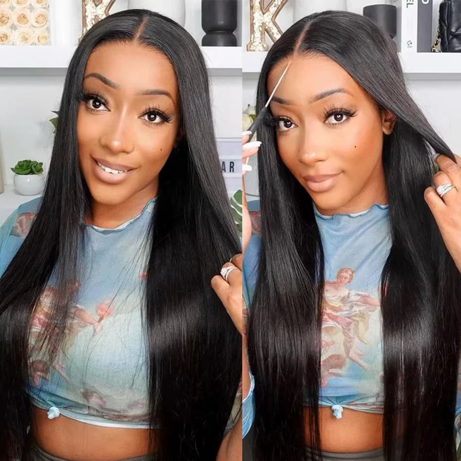 Bone Straight Human Hair Wig – 13x4 HD Lace Frontal / 5x5 Glueless Lace Closure Wig (Pre-Plucked Remy Hair)