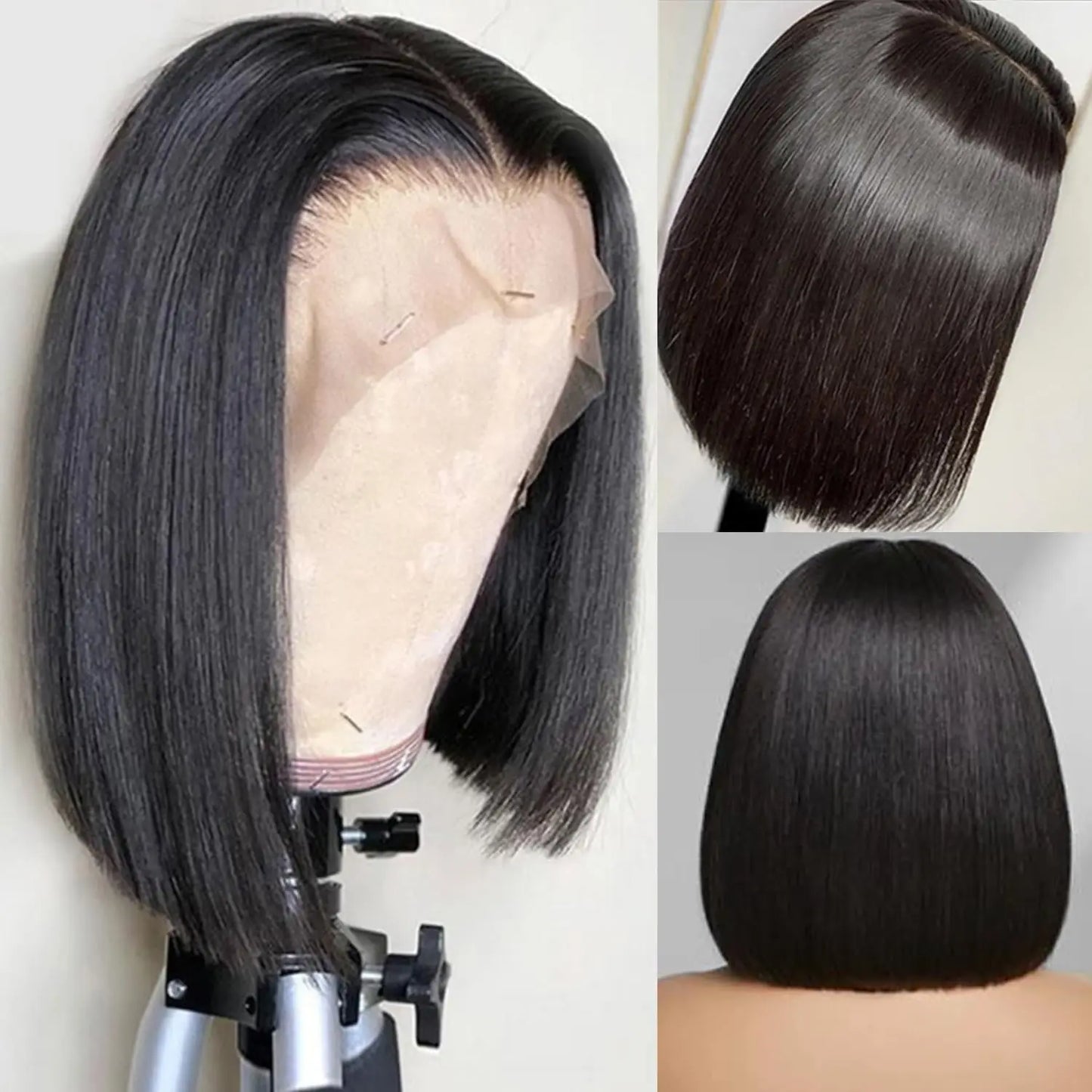 200% Density Bone Straight Bob Wig – 13x4 Glueless Lace Front Raw Vietnamese Human Hair Wig (Pre-Plucked)