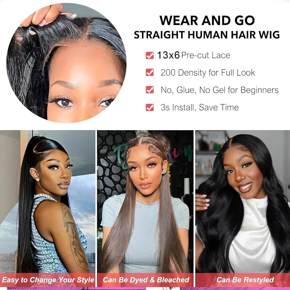 Bone Straight Human Hair Wig – 13x4 HD Lace Frontal / 5x5 Glueless Lace Closure Wig (Pre-Plucked Remy Hair)