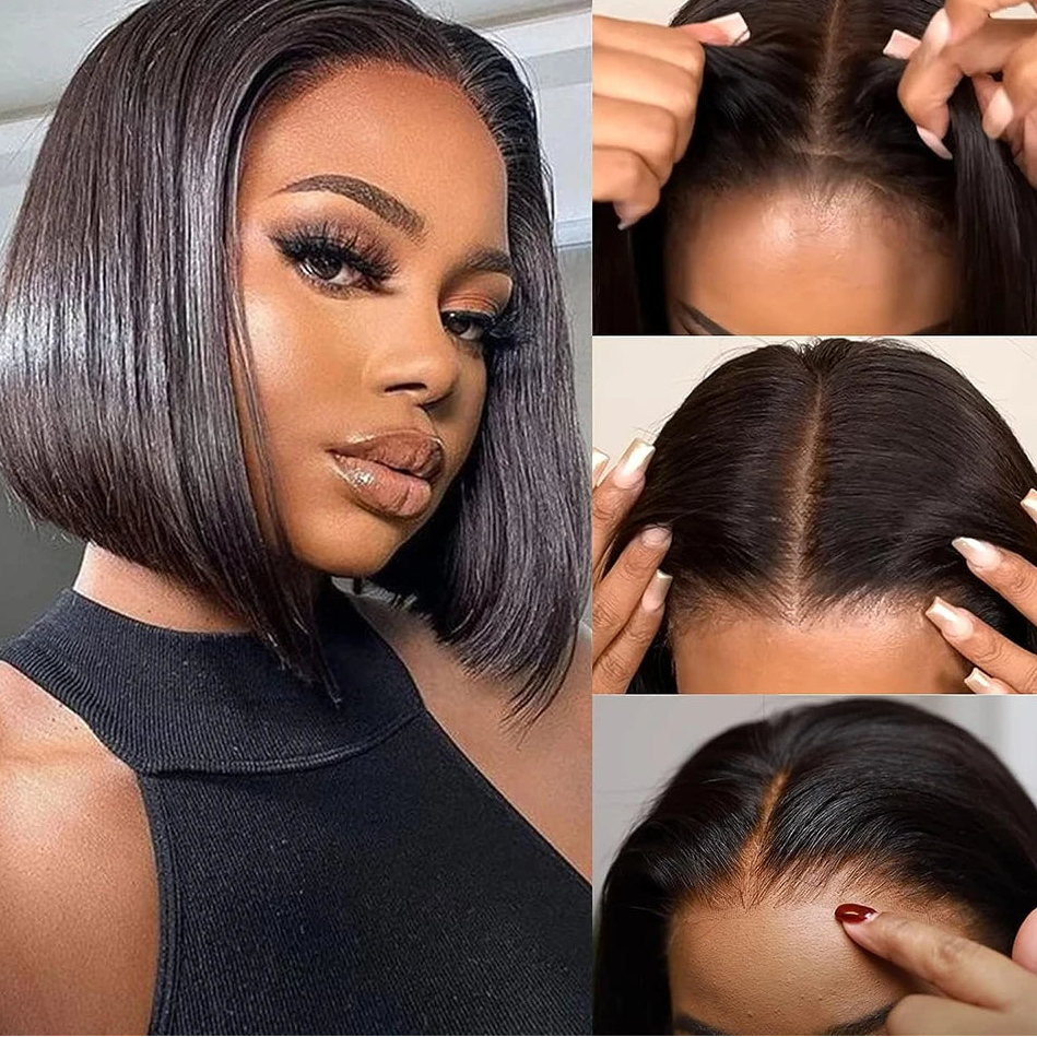 Straight Wear & Go Glueless Bob Wig – 5x5 Pre-Cut Lace Human Hair Wig (Ready to Wear)
