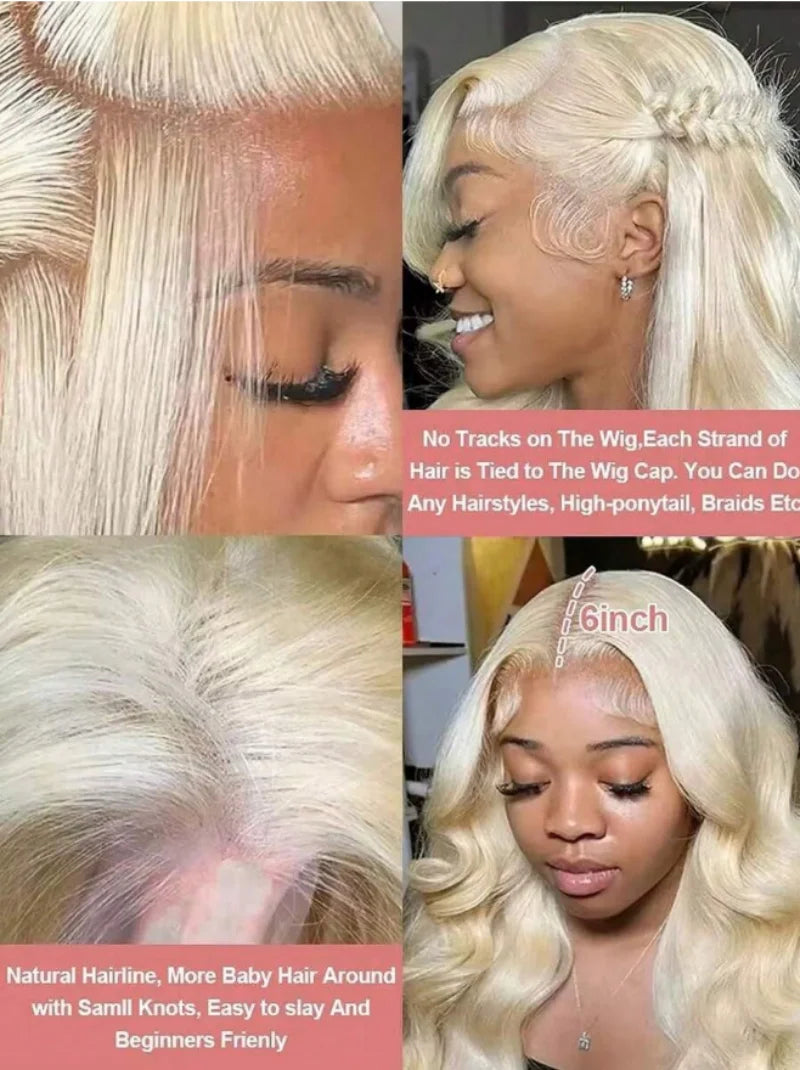 34 Inch 613 Honey Blonde Body Wave 200 Density 13x6 HD Lace Front Human Hair Wigs 13x4 HD Lace Frontal Wig for black women