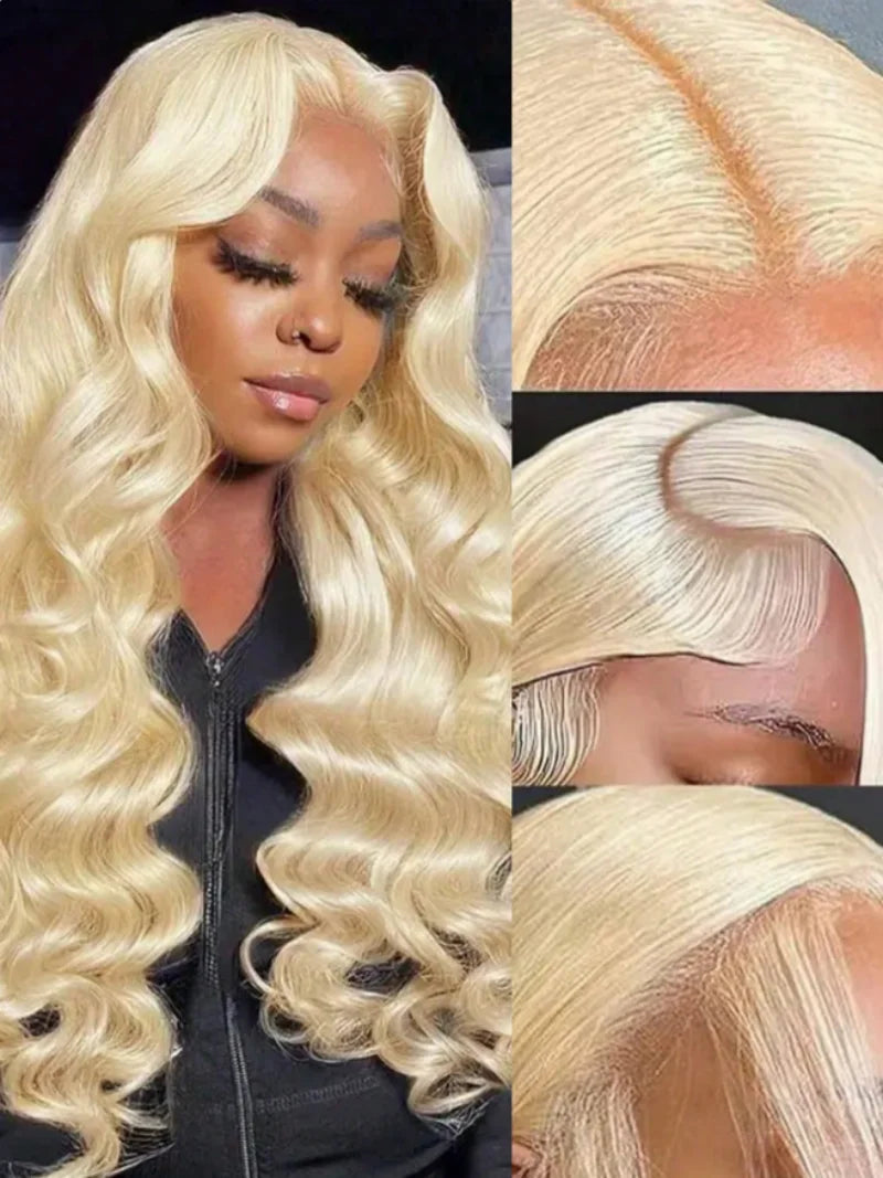 34 Inch 613 Honey Blonde Body Wave 200 Density 13x6 HD Lace Front Human Hair Wigs 13x4 HD Lace Frontal Wig for black women