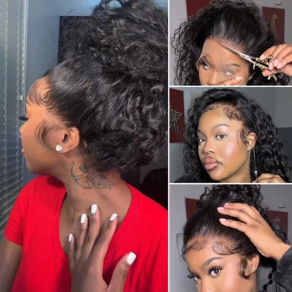 360 HD Full Lace Deep Wave Curly Human Hair Wig – 13x6 / 13x4 Glueless Lace Frontal Wig (Pre-Plucked, Up to 30 Inch)