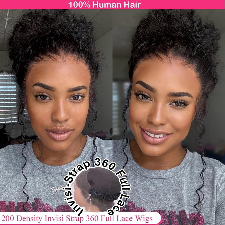 360 HD Full Lace Deep Wave Curly Human Hair Wig – 13x6 / 13x4 Glueless Lace Frontal Wig (Pre-Plucked, Up to 30 Inch)