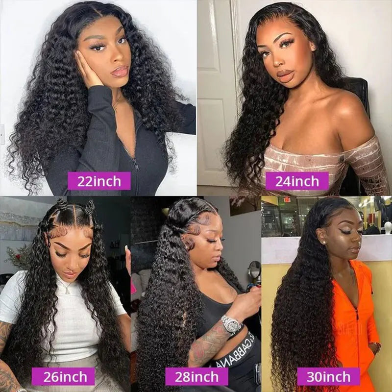 250% Density Deep Wave Curly Human Hair Wig – 13x6 HD Lace Frontal Brazilian Wig (32–40 Inch, Pre-Plucked)