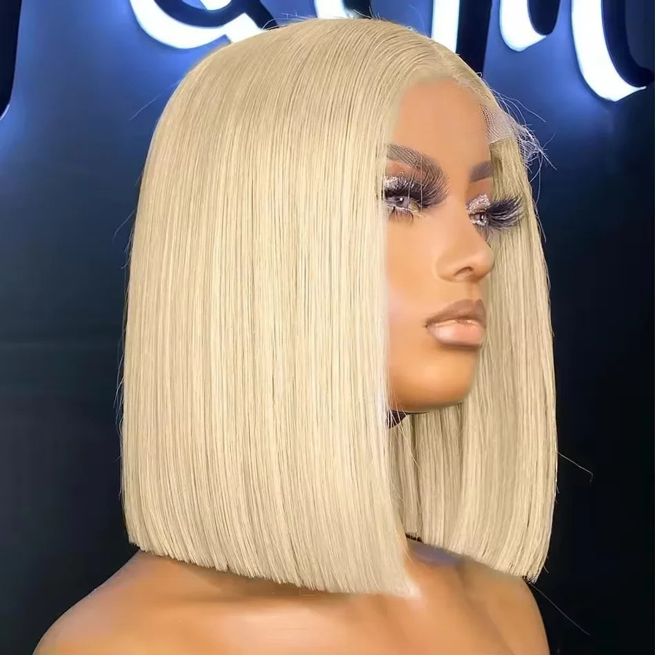 613 Blonde Straight Bob Wig Human Hair 13x6 HD Lace Front Wigs 200% Density HD Frontal Human hair Frontal Wigs on Clearance Sale