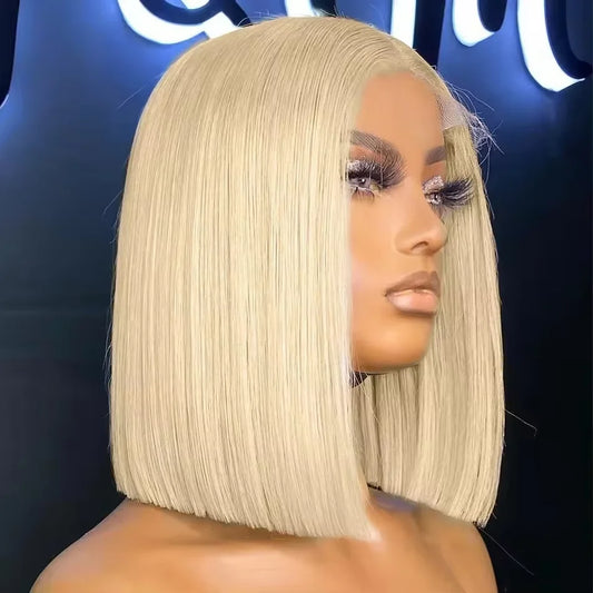 613 Blonde Straight Bob Wig Human Hair 13x6 HD Lace Front Wigs 200% Density HD Frontal Human hair Frontal Wigs on Clearance Sale