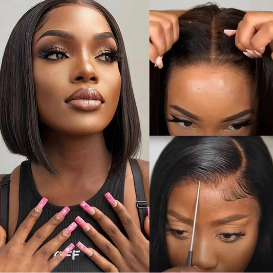 Straight Wear & Go Glueless Bob Wig – 5x5 Pre-Cut Lace Human Hair Wig (Ready to Wear)
