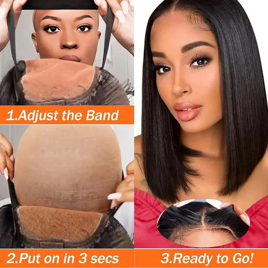 Straight Wear & Go Glueless Bob Wig – 5x5 Pre-Cut Lace Human Hair Wig (Ready to Wear)