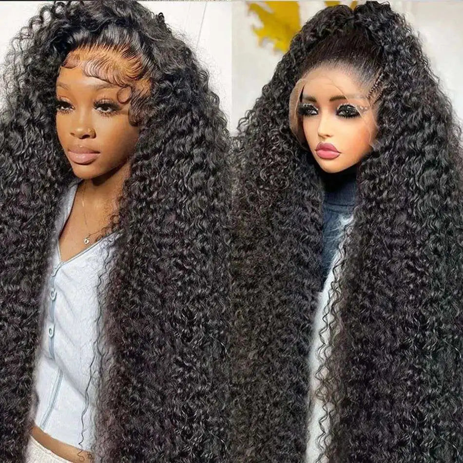 250% Density Deep Wave Curly Human Hair Wig – 13x6 HD Lace Frontal Brazilian Wig (32–40 Inch, Pre-Plucked)