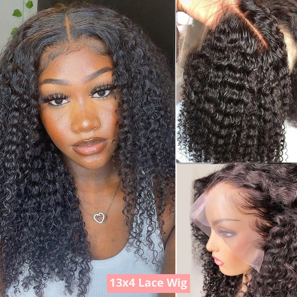 Short Curly Bob Human Hair Wig – 13x6 Lace Frontal / 7x5 Glueless Deep Water Wave Wig (250% Density, 12–14 Inch)