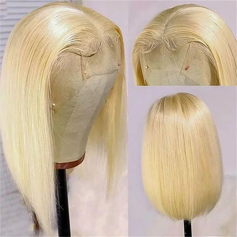 613 Blonde Straight Bob Wig Human Hair 13x6 HD Lace Front Wigs 200% Density HD Frontal Human hair Frontal Wigs on Clearance Sale