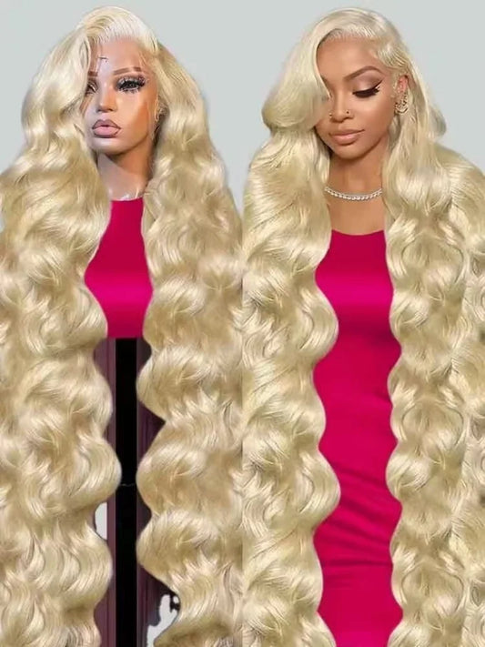 34 Inch 613 Honey Blonde Body Wave 200 Density 13x6 HD Lace Front Human Hair Wigs 13x4 HD Lace Frontal Wig for black women