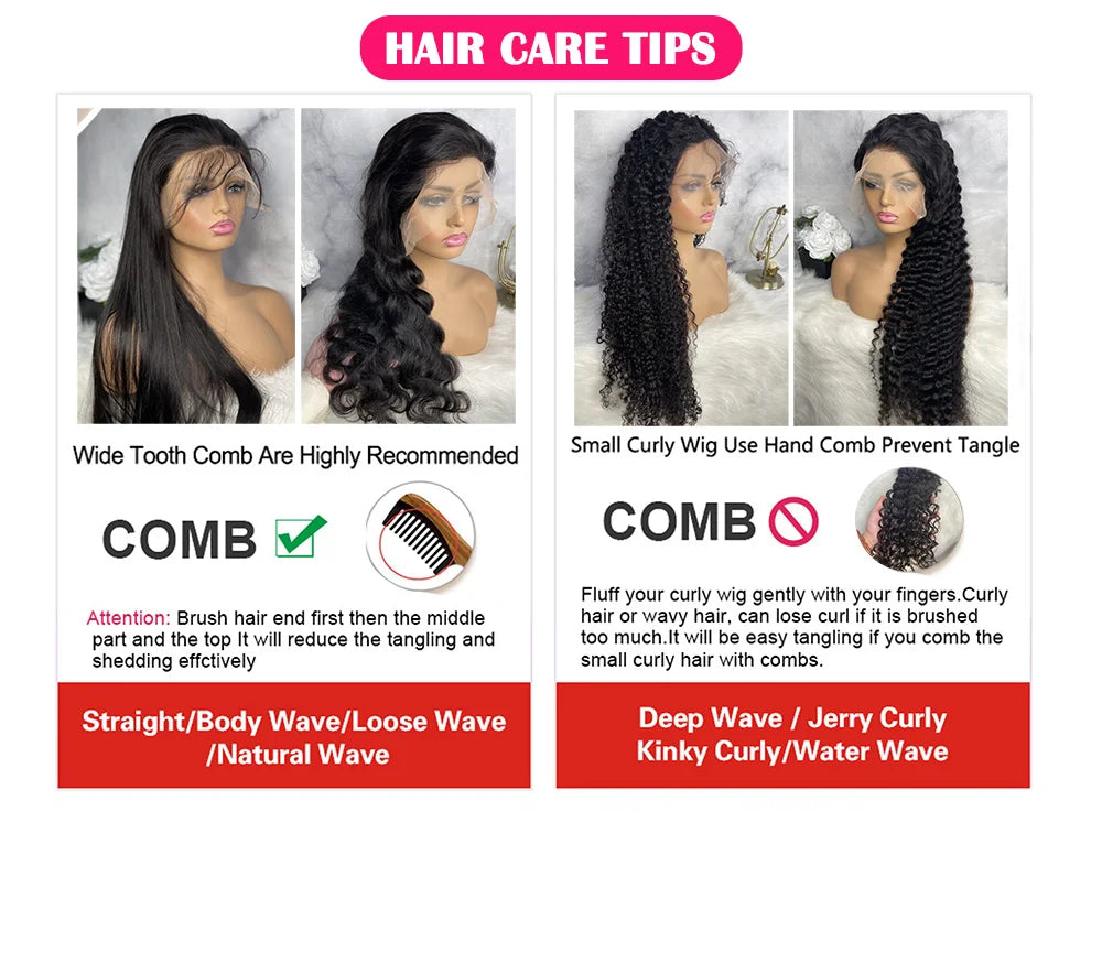 250% Density Deep Wave Curly Human Hair Wig – 13x6 HD Lace Frontal Brazilian Wig (32–40 Inch, Pre-Plucked)