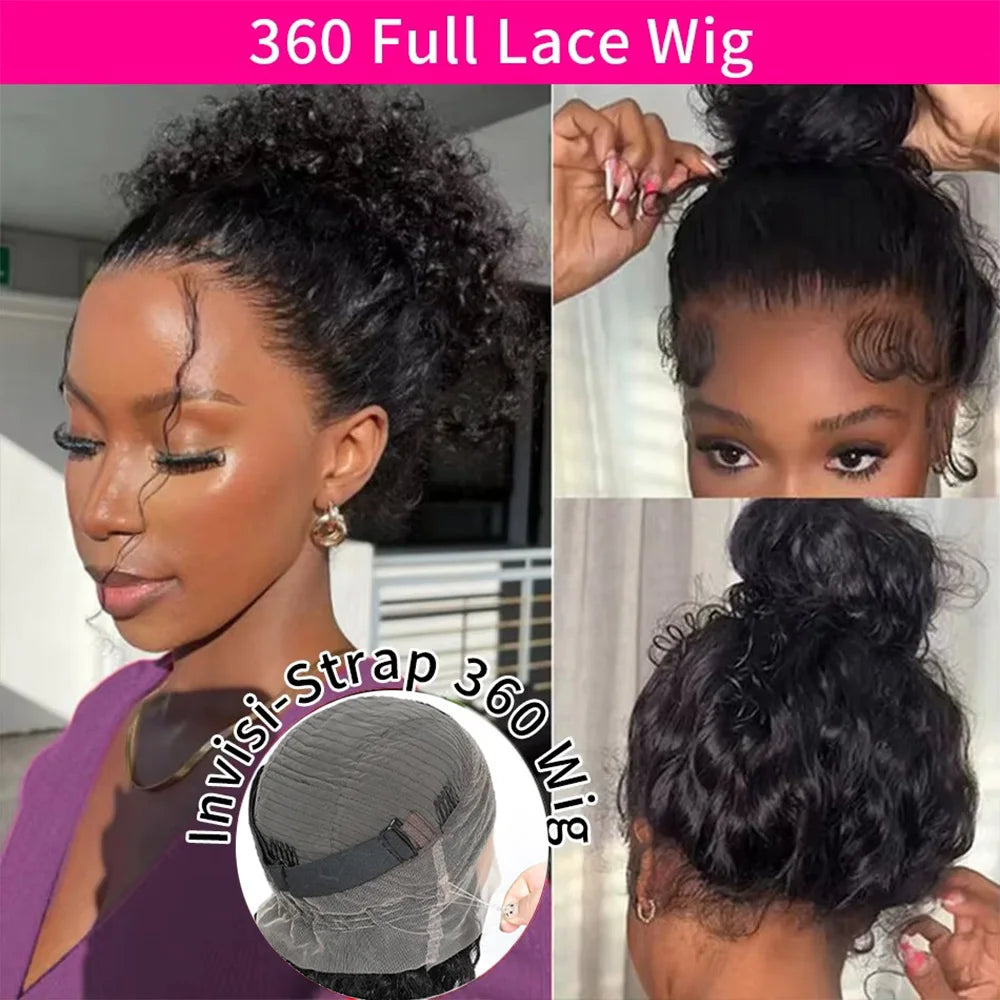 360 HD Full Lace Deep Wave Curly Human Hair Wig – 13x6 / 13x4 Glueless Lace Frontal Wig (Pre-Plucked, Up to 30 Inch)