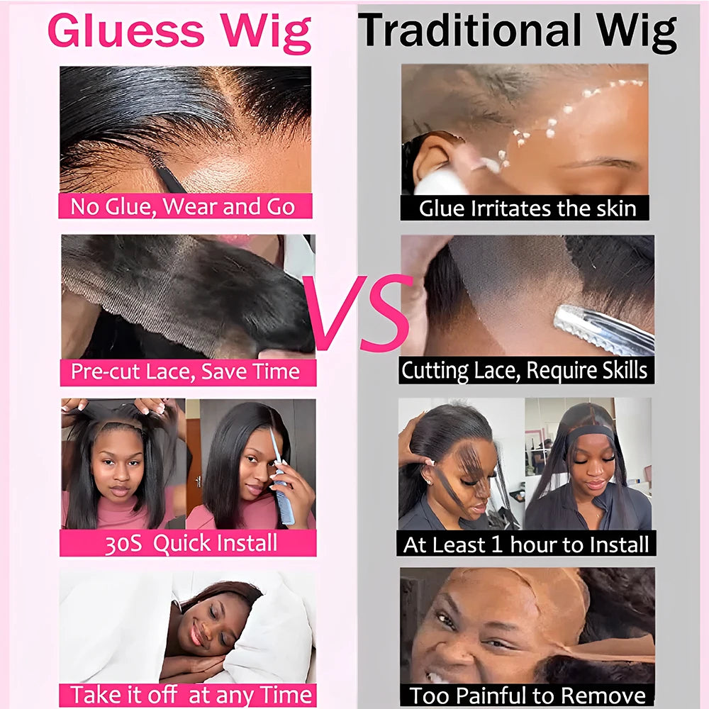 Straight Wear & Go Glueless Bob Wig – 5x5 Pre-Cut Lace Human Hair Wig (Ready to Wear)