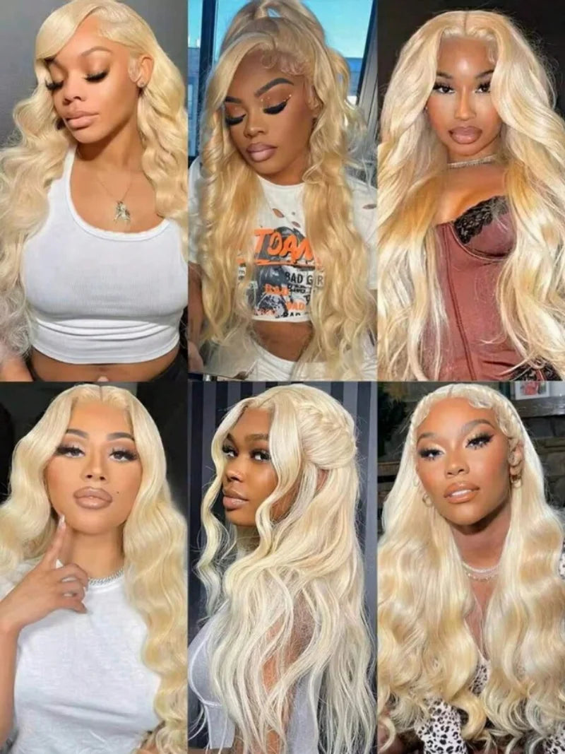 34 Inch 613 Honey Blonde Body Wave 200 Density 13x6 HD Lace Front Human Hair Wigs 13x4 HD Lace Frontal Wig for black women
